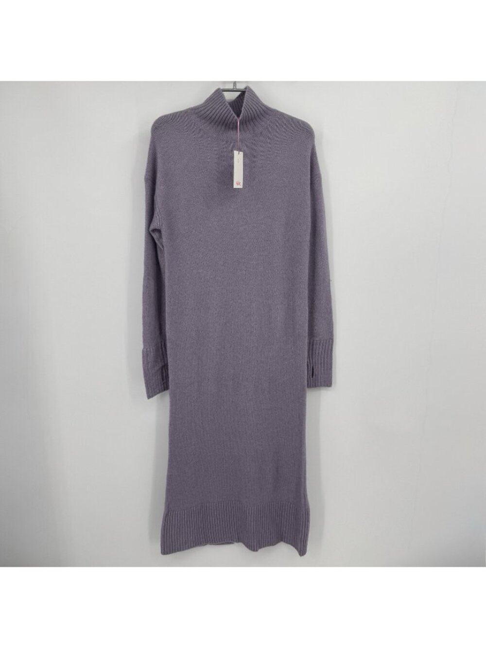 Kilte Collection Grace Wool-Cashmere Midi Sweater Dress with Mock Neck Wisteria